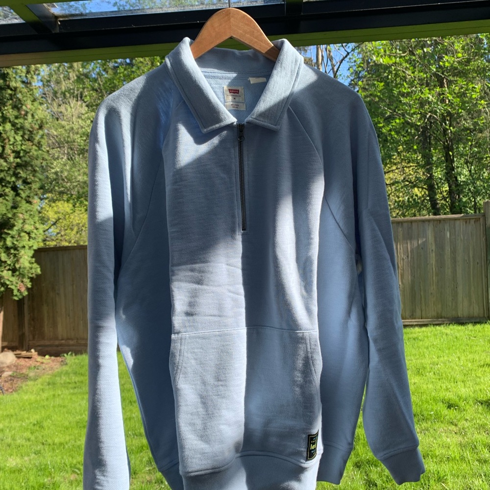 Levi’s Men's Very Light Baby Blue Half-Zip Sweater